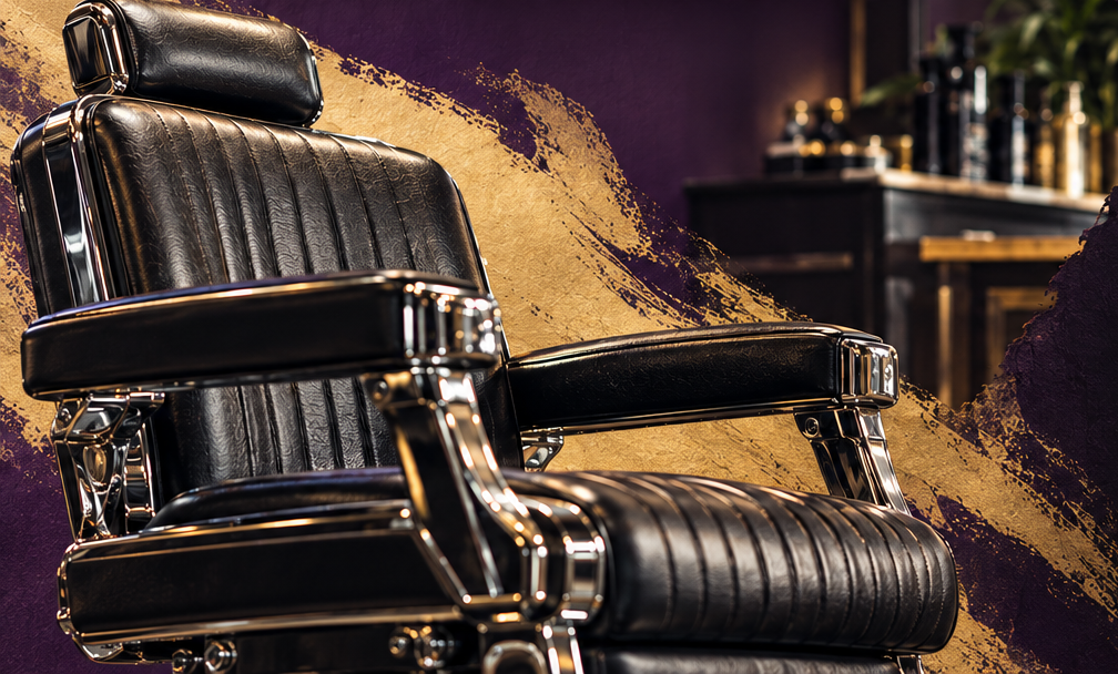 Black leather barber chair