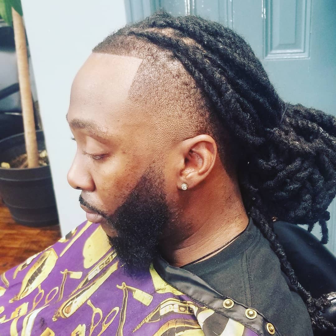 Fresh locs and beard lineup at Knockout Cuts by Kevin