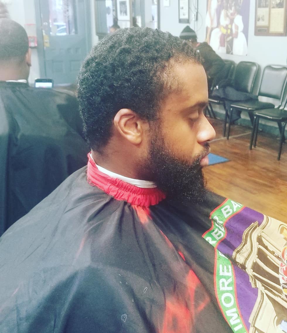 Before: natural hair and beard